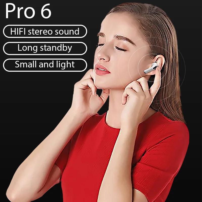 Original Air Pro 6 TWS Auriculares inalámbricos con Bluetooth 5,3 auriculares Mini con caja de carga de micrófono. auriculares Xiaomi  para iPhone y Android.